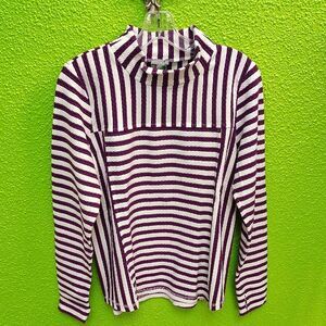 Talbots Purple and White Striped Top